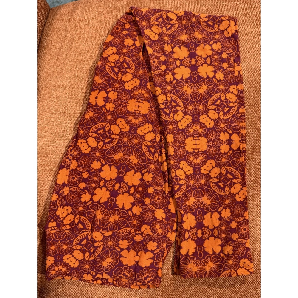 LuLaRoe Leggings Womens Tall & Curvy TC Orange Plum‎ Floral Kaleidoscope NWT